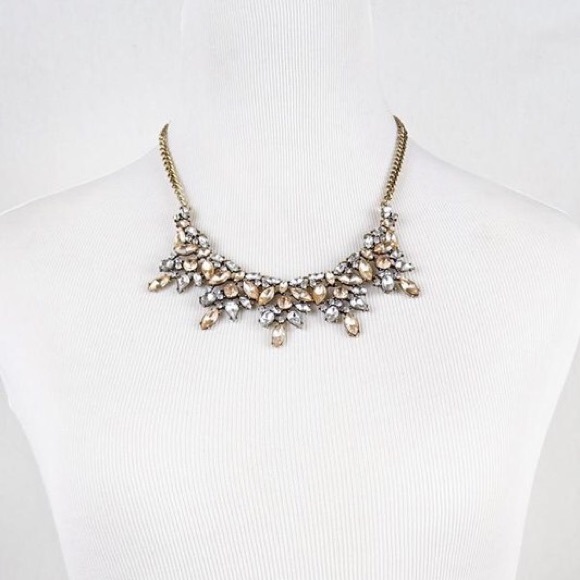 1 LEFT! Silver & Tan Statement Necklace - Picture 3 of 3